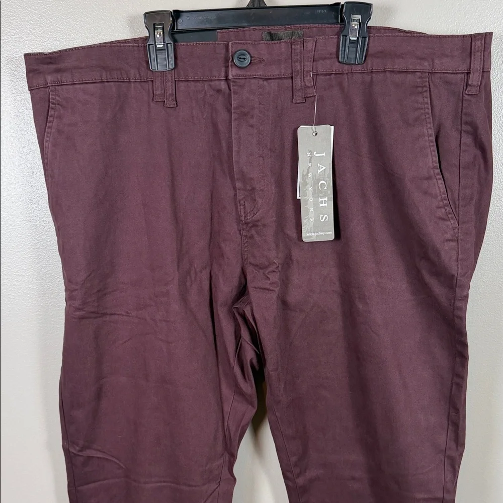 Jachs New York Maroon Slim Fit Mid Rise Chino Pants